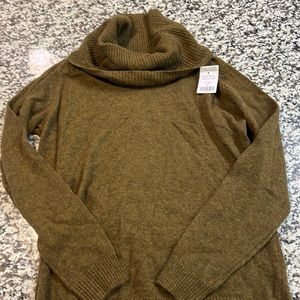 Pure cashmere cowl neck sweater olive S